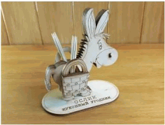 Wooden Engraved Donkey Cartoon CDR Vectors File