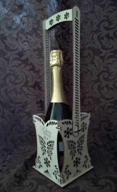 Wooden Engraved Vine Bottle Holder CDR File