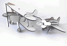 Laser Cut Wooden 3D Puzzle Engraved White Airplane CDR Vectors File