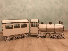 Wooden Gift wrap lokomotive 3D puzzle Free CDR Vectors File