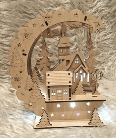 Wooden House Lamp Gift Free Vector CDR File