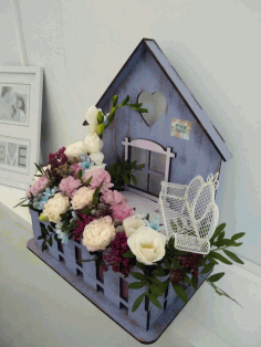 Wooden House Shape Planter Laser Cutting Design CDR File