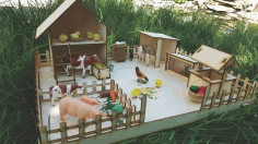 Wooden Kids Toy Farm, 3D Wooden Model CDR and DXF File