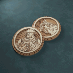Wooden Mandalorian Inspired Badges Laser Cut CDR File