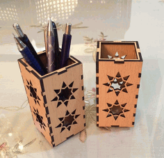 Wooden Pen Holder Organizer Laser Cut DXF File