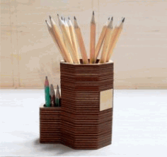 Wooden Pencil Stand Model DXF File
