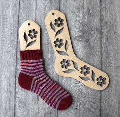 Wooden Sock Blockers With Flowers Laser Cut CDR File