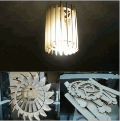 Wooden Stick Ceiling Laser Cut Lamp Design DXF File