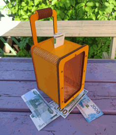 Wooden Suitcase Laser Cut Money Bank CDR File