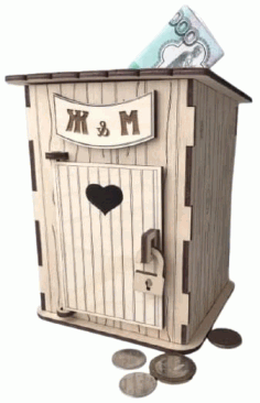 Wooden Toilet Piggy Bank, Laser Cut Wooden Money Box Free Vector File