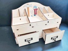 Wooden Tool Organizer with Drawer CDR Vectors File