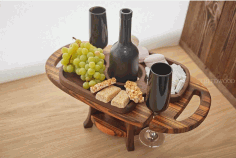 Wooden Wine Table and Glass Holder Laser Cut CDR File