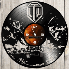 World Of Tanks Vinyl Record Wall Clock Laser Cut Vector CDR Vectors File