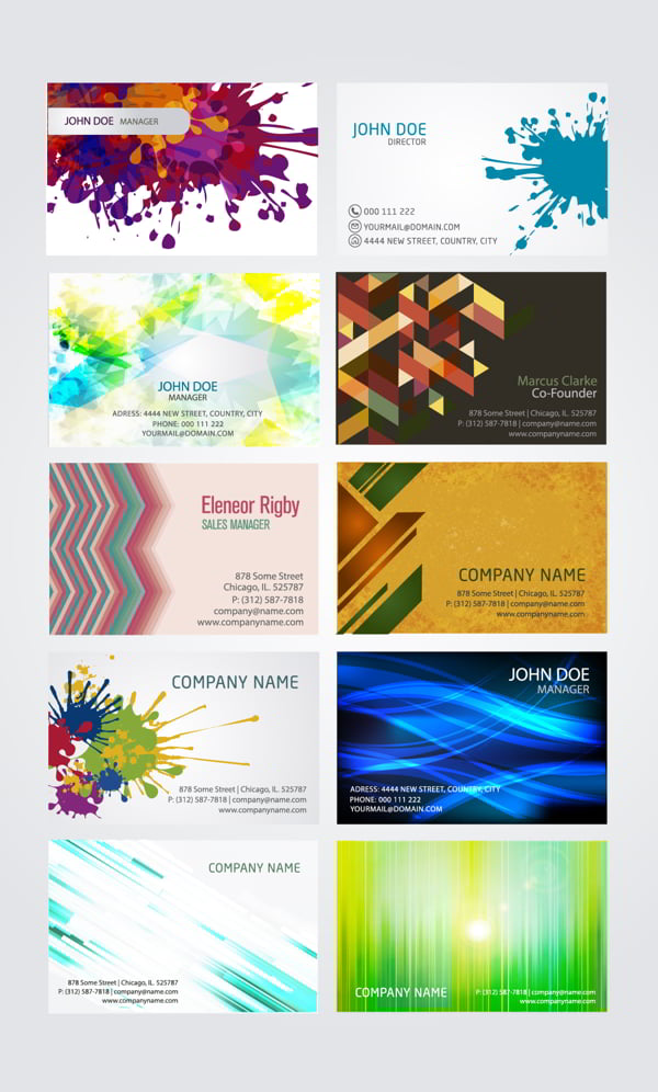 10 Artistic Business Card Abstract Designs Free Vector