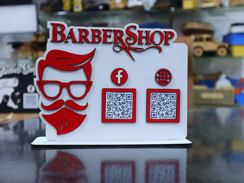 Laser Cut Barber Shop QR Code Stand for Scan to Pay or Social Media ...