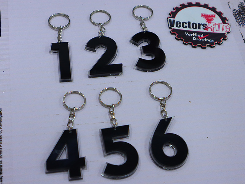 Laser Cut Acrylic Numeric Number Keychain Double Layer Acrylic Keyring ...