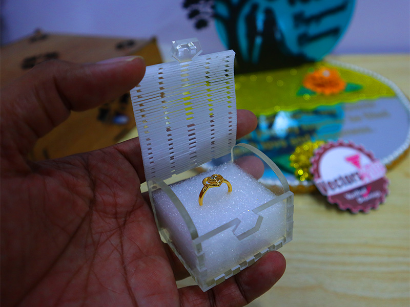 Laser Cut Acrylic Ring Box with Living Hinge Template