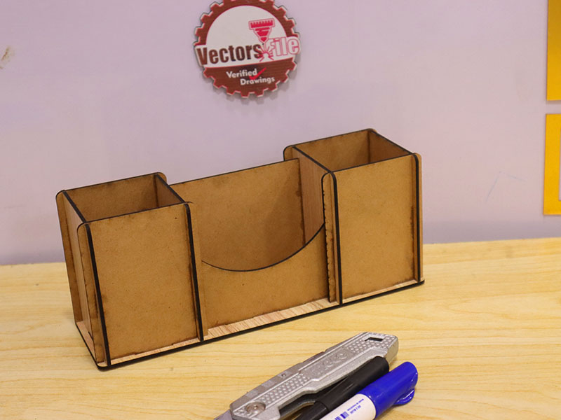 Laser Cut Wooden Dermatologist Pen Holder Desk Organizer