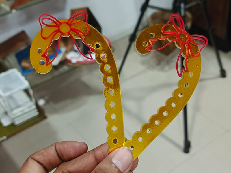 Laser Cut Christmas Ornament Acrylic Candy Cane with Bow Decor