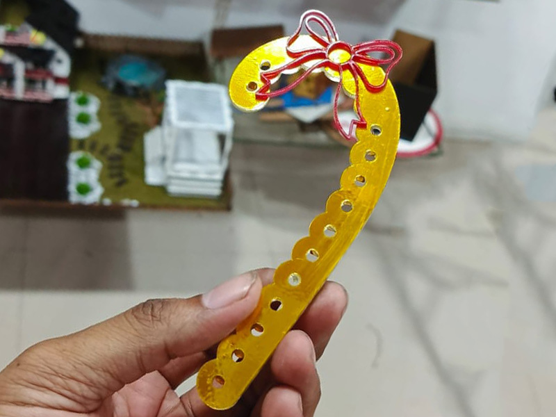 Laser Cut Christmas Ornament Acrylic Candy Cane with Bow Decor