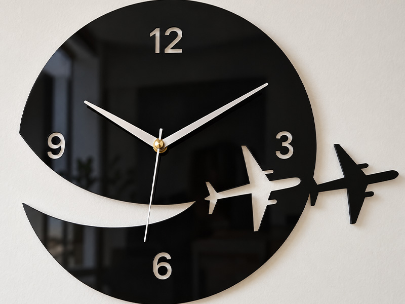 Laser Cut Airplane Flying Wall Clock Design
