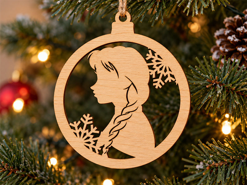 Laser Cut Christmas Girl Snowflake Ornament