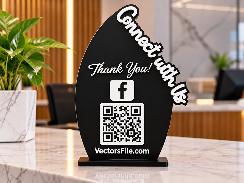 Laser Cut Acrylic QR Code Stand Connect with Us Custom Display ...