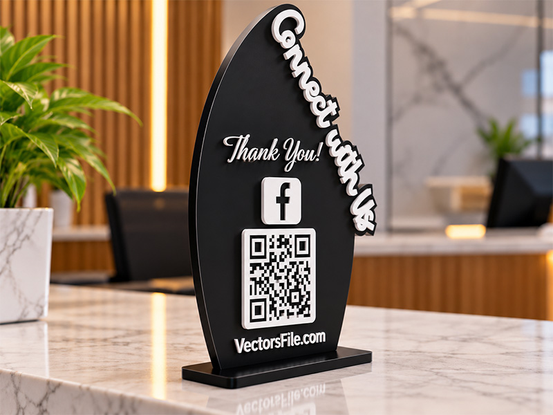 Laser Cut Acrylic QR Code Stand Connect with Us Custom Display ...