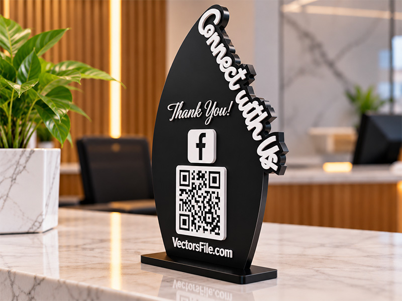 Laser Cut Acrylic QR Code Stand Connect with Us Custom Display ...