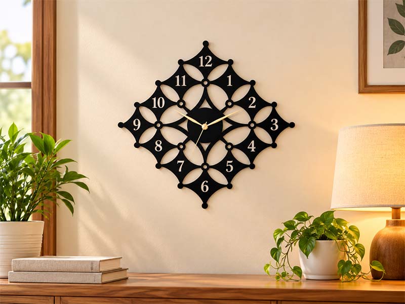 Paper Wallet Generator Elegant Geometric Floral Wall Clock Laser Cut Design for Modern Living ...