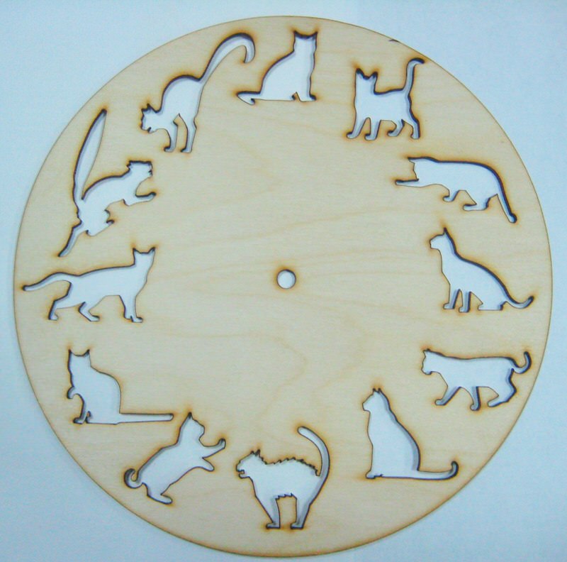 12 Cats Clock Animal Clock DesignLaser Cut CDR File