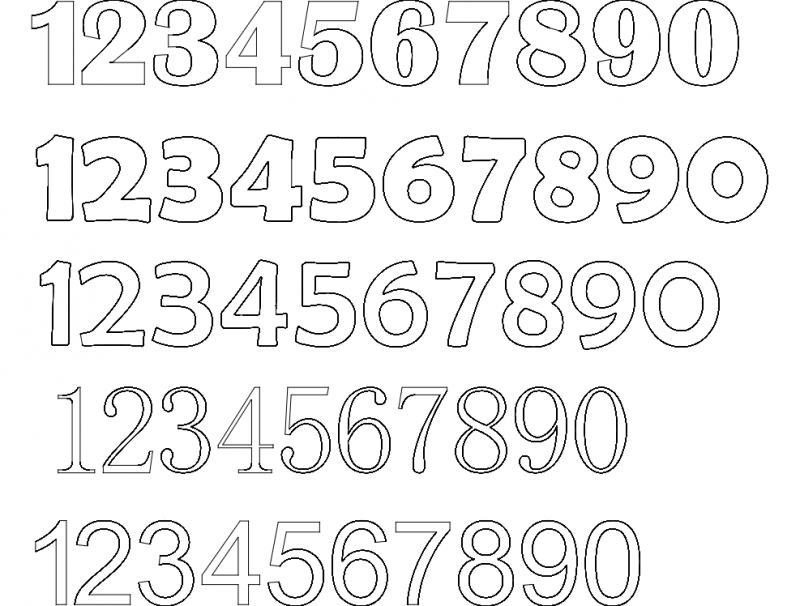 12345 Number Fonts Free DXF Vectors File