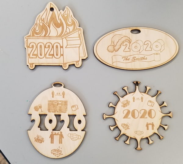 2020 Themed Christmas Ornaments Laser Cut CDR File