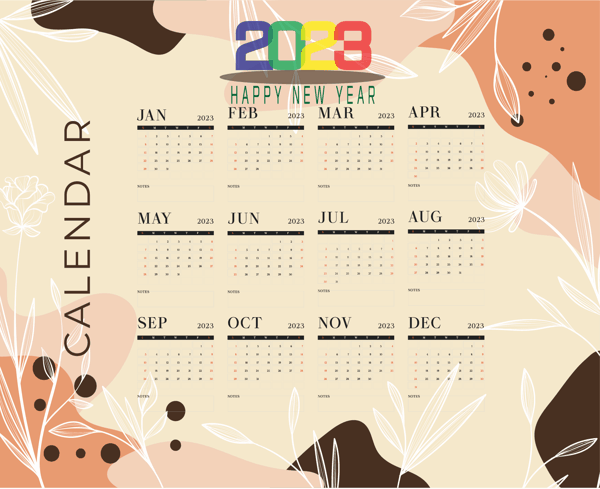 2023 Calendar Abstract Background Template Free Vector