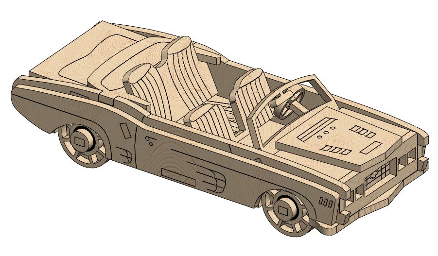Super Convertable Toy Car Laser Cut 3D Puzzle CDR File