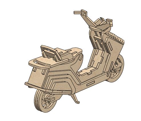 Motorcycle Scooter Laser Cut 3D Puzzle CDR File