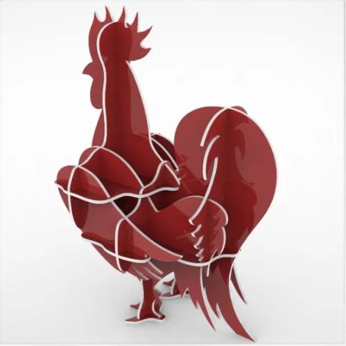 Laser Cut Cock 3D Puzzle File for CNC Router Free DXF File