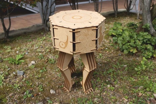 Laser Cut Wooden 3D Puzzle Chair and Storage Boxes DXF File