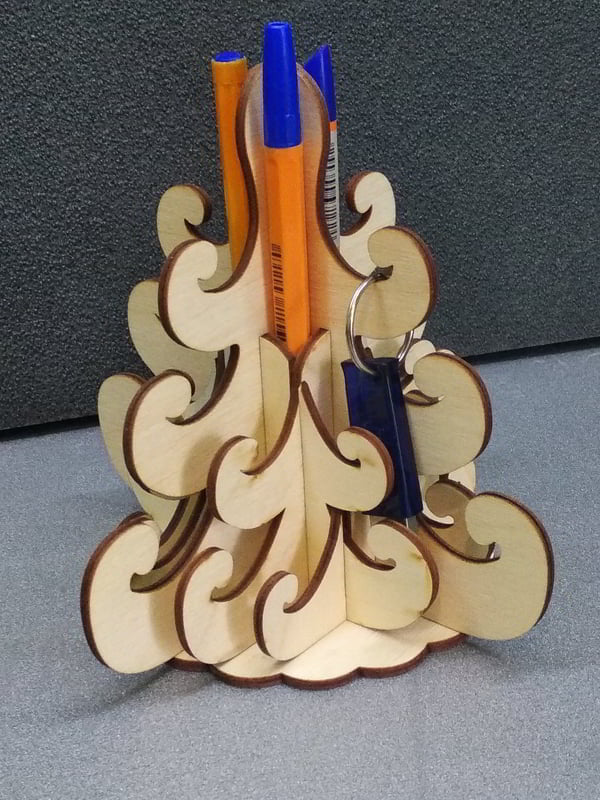 3D Christmas Tree Pencil Holder Hanger Laser Cut Free CDR File
