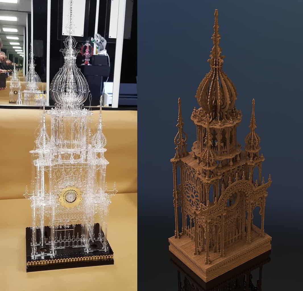 3D Wooden Decorative Laser Cut Clock, Wooden Clock Building CDR Vector File