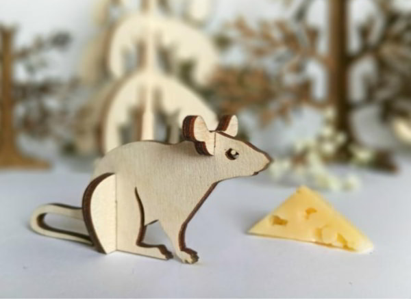 3D Wooden Puzzle Jigsaw Kids Mouse Animal Toy Model Free Laser Cut File