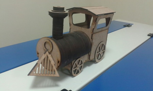 3D Wooden Puzzle Locomotive Model Wood Train Template File for Laser Cutting