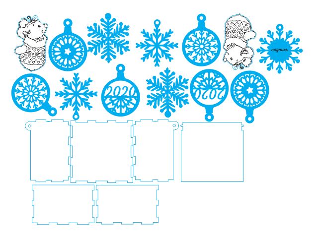 Wooden Box with Snowflake Toys Free CDR Vectors File
