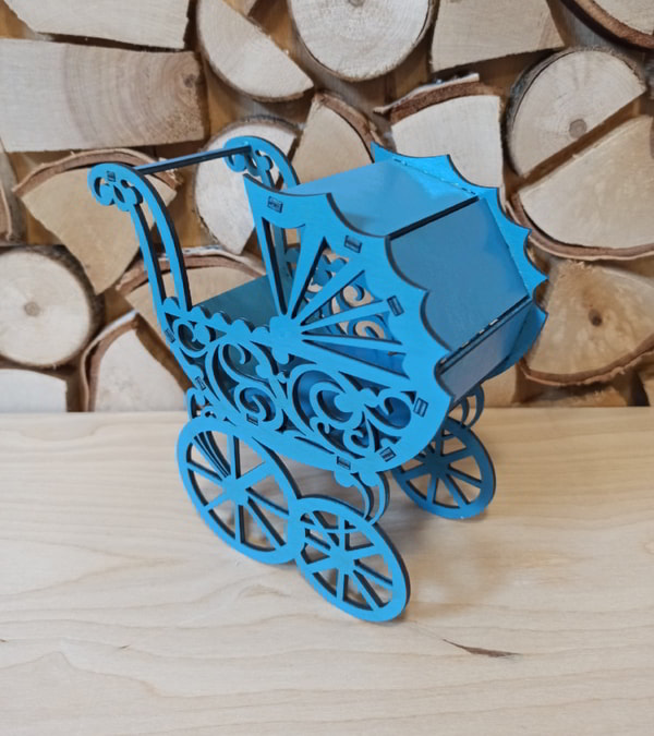 Baby Shower Carriage Stroller Wedding Favors CDR File