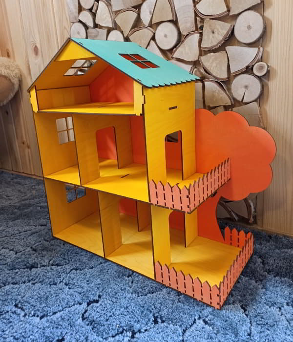 Laser Cutting Wooden Beautiful Doll House CDR File