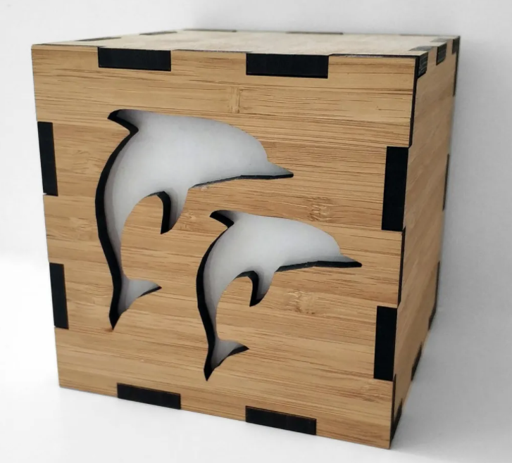 Dolphin Fish Laser Cut Wooden LED Lamp CDR File