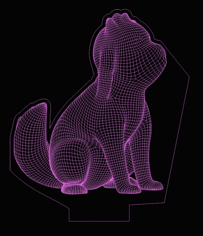 3D Illusion Led Lamp Dog Laser Engraving Design CDR File