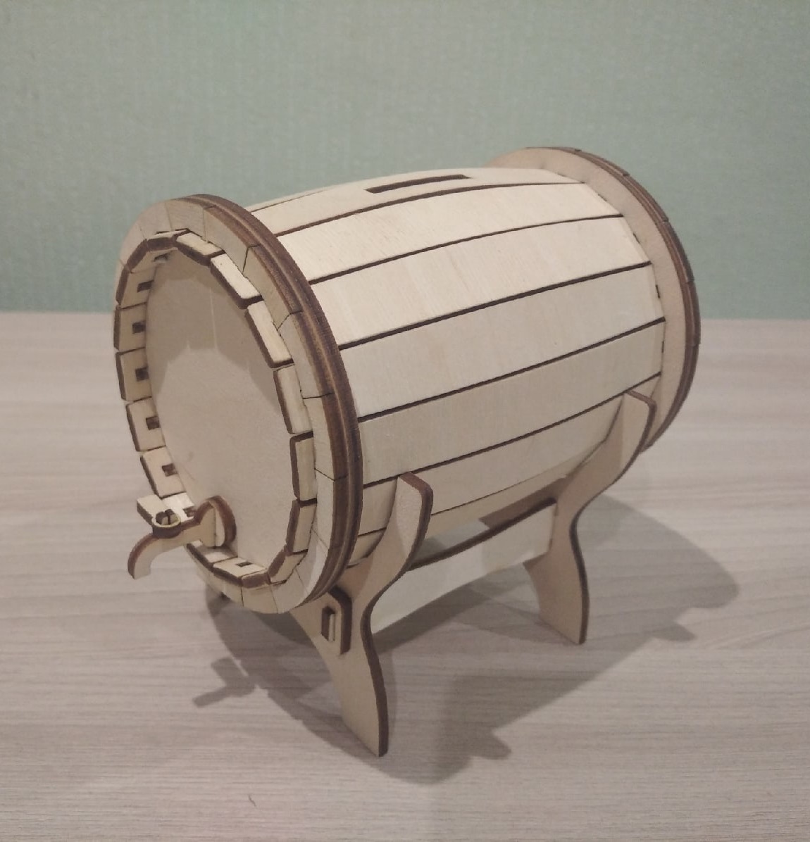 Playwood Wooden Barrel Money Saving Bank CDR, DXF, Ai Vector File