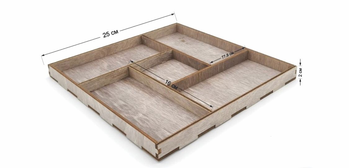 Laser Cut Wooden Serving Tray with Parts CDR File