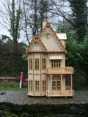Laser Cut Wooden Gothic House Mini Two Floor Dollhouse CDR and DXF File